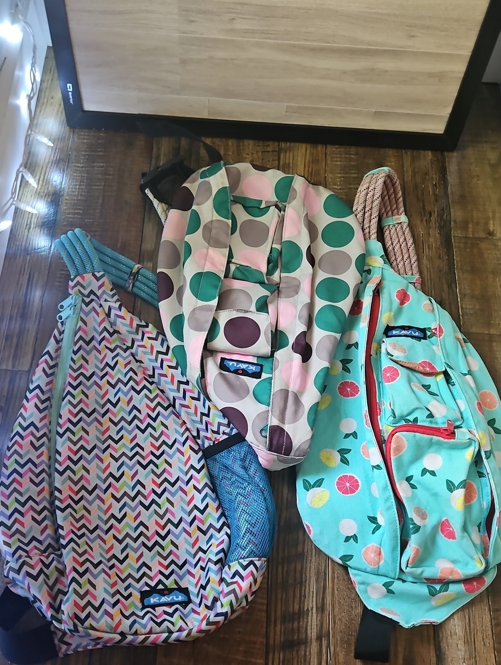 Bundle Kavu Sling Bags - Aqua Citrus, Pink/Green Polka Dot & Multi- Chevron